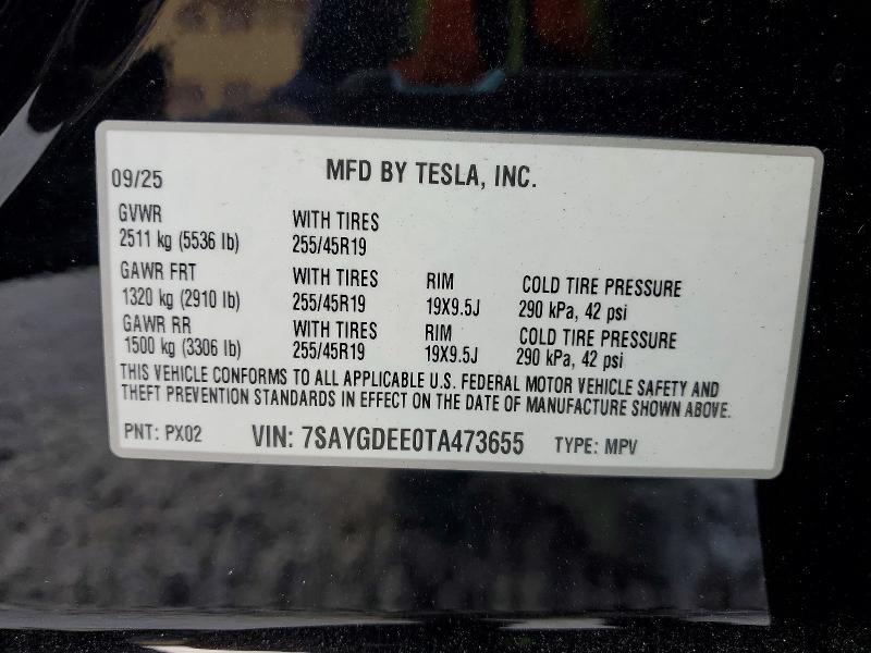 Продажа на аукционе авто 2026 Tesla Model Y, vin: 7SAYGDEE0TA473655, номер лота: 77399245