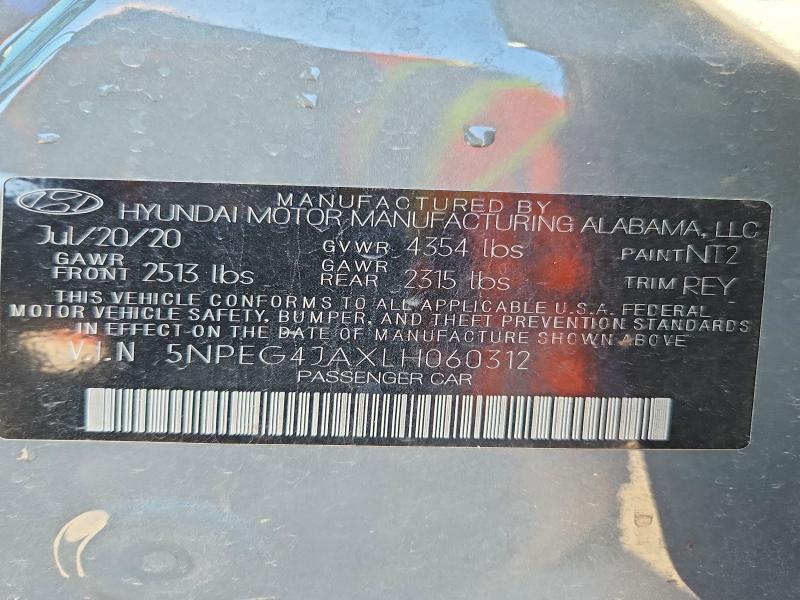 Продаж на аукціоні авто 2020 Hyundai Sonata, vin: 5NPEG4JAXLH060312, номер лоту: 77116475