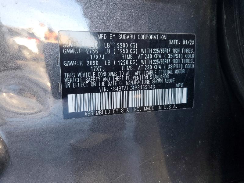 Aukcja sprzedaży 2023 Subaru Outback, vin: 4S4BTAFC4P3169143, numer aukcji: 76805575