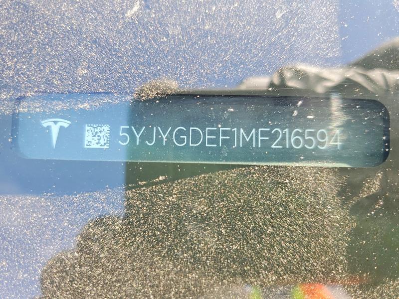 79223245 :رقم المزاد ، 5YJYGDEF1MF216594 vin ، 2021 Tesla Model Y مزاد بيع