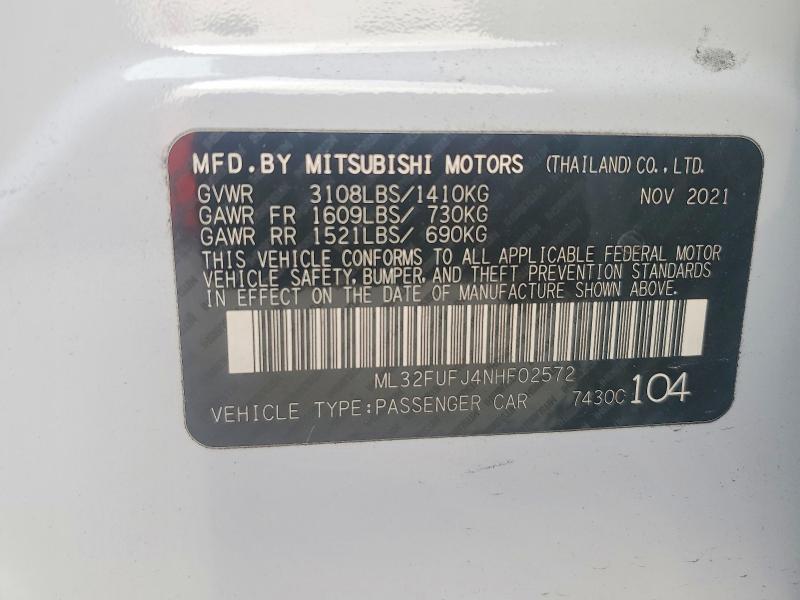 Продаж на аукціоні авто 2022 Mitsubishi Mirage, vin: ML32FUFJ4NHF02572, номер лоту: 78867745