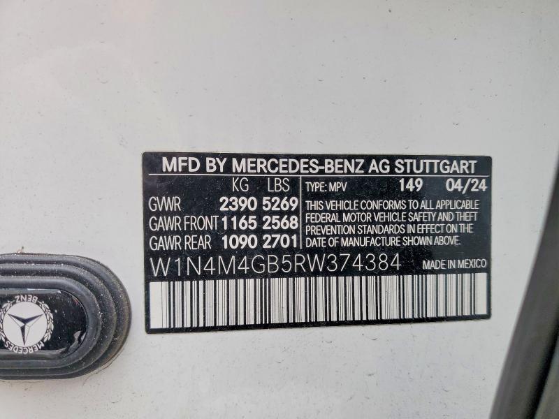Aukcja sprzedaży 2024 Mercedes-benz Glb, vin: W1N4M4GB5RW374384, numer aukcji: 76315885