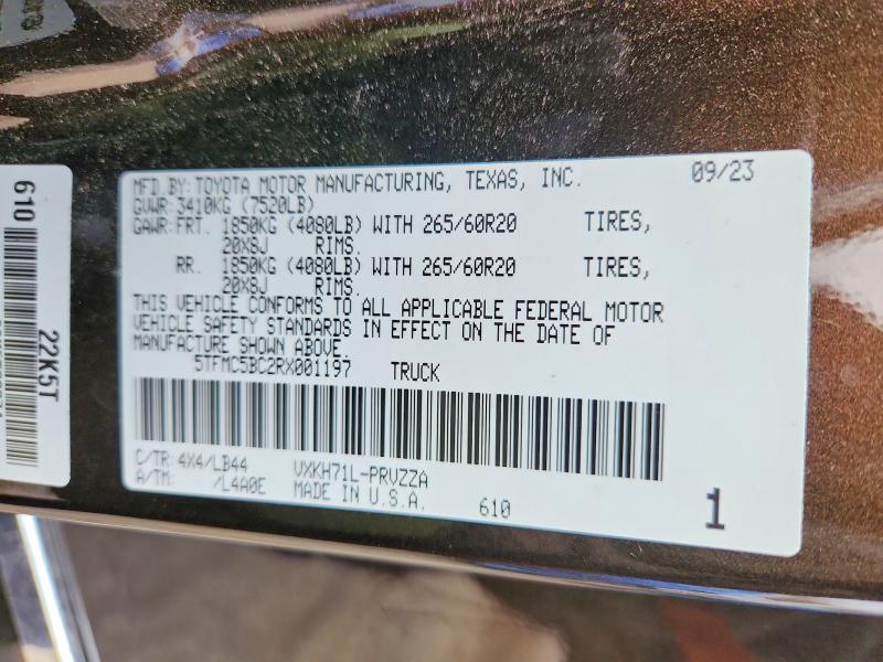 Aukcja sprzedaży 2024 Toyota Tundra Cre, vin: 5TFMC5BC2RX001197, numer aukcji: 77373675