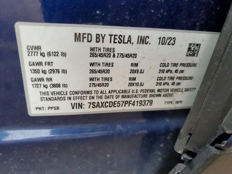 2023 Tesla Model X მანქანა იყიდება აუქციონზე, vin: 7SAXCDE57PF419379, აუქციონის ნომერი: 76483975