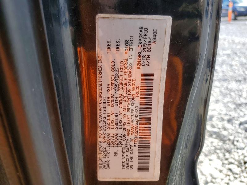 79043395 :رقم المزاد ، 5TESM92N83Z192430 vin ، 2003 Toyota Tacoma مزاد بيع