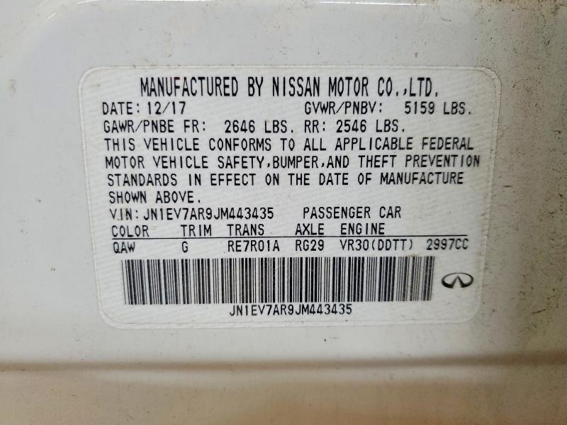 Продажа на аукционе авто 2018 Infiniti Q50, vin: JN1EV7AR9JM443435, номер лота: 77431755