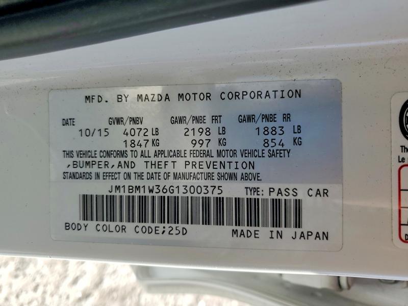2016 Mazda 3 მანქანა იყიდება აუქციონზე, vin: JM1BM1W36G1300375, აუქციონის ნომერი: 75956015