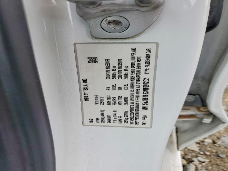 78727335 :رقم المزاد ، 5YJ3E1EB3MF097202 vin ، 2021 Tesla Model 3 مزاد بيع