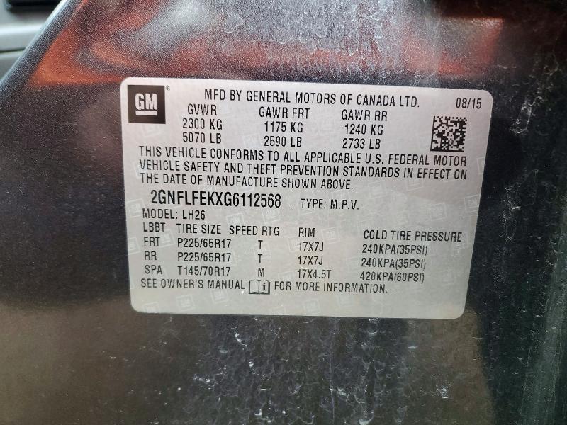 2016 Chevrolet Equinox მანქანა იყიდება აუქციონზე, vin: 2GNFLFEKXG6112568, აუქციონის ნომერი: 78145775