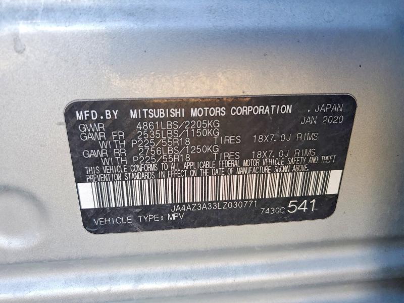 Продаж на аукціоні авто 2020 Mitsubishi Outlander, vin: JA4AZ3A33LZ030771, номер лоту: 77861905