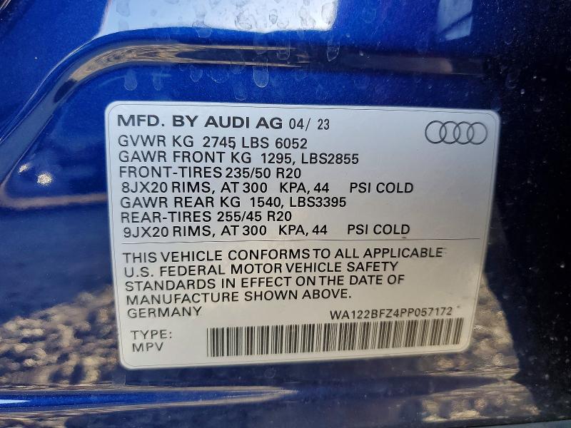 Продажа на аукционе авто 2023 Audi Q4 E-tron, vin: WA122BFZ4PP057172, номер лота: 78247625