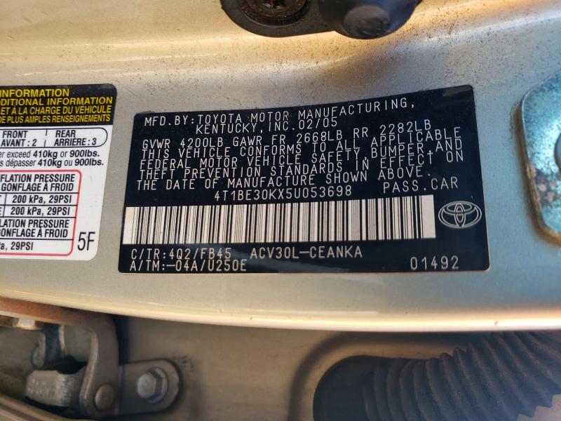 Aukcja sprzedaży 2005 Toyota Camry, vin: 4T1BE30KX5U053698, numer aukcji: 78856295