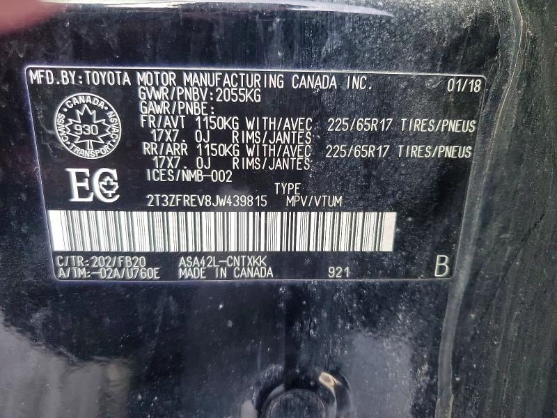 2018 Toyota Rav4 მანქანა იყიდება აუქციონზე, vin: 2T3ZFREV8JW439815, აუქციონის ნომერი: 74373115