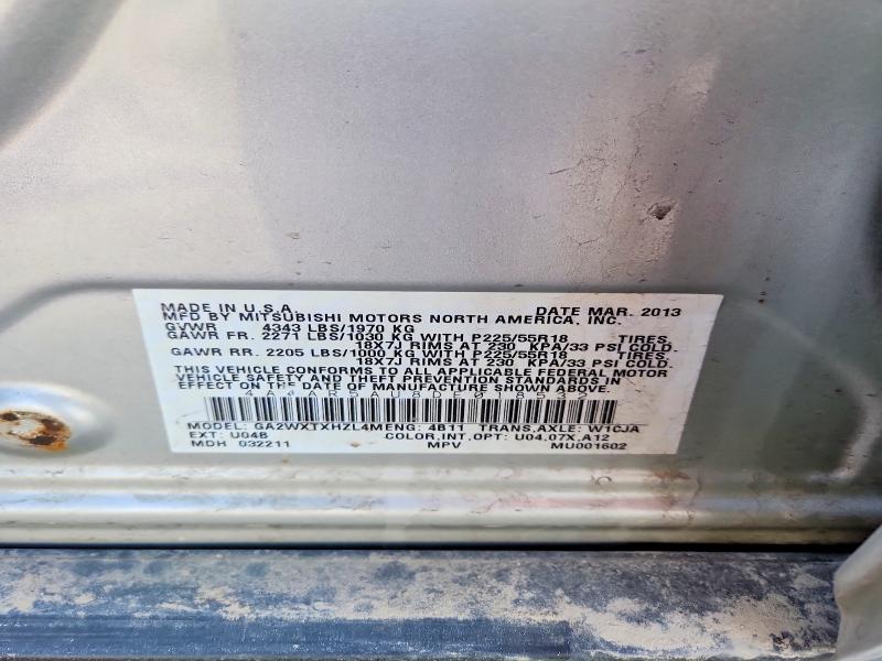 2013 Mitsubishi Outlander Sport მანქანა იყიდება აუქციონზე, vin: 4A4AR5AU8DE018532, აუქციონის ნომერი: 77347725