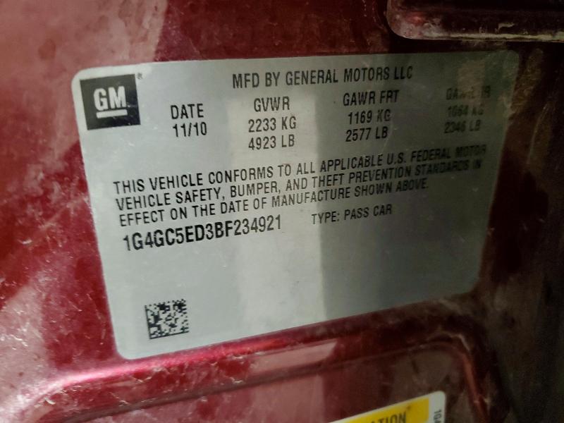 77978075 :رقم المزاد ، 1G4GC5ED3BF234921 vin ، 2011 Buick Lacrosse مزاد بيع