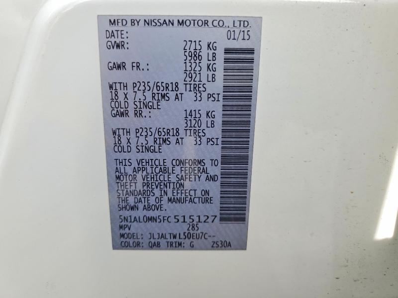 Продажа на аукционе авто 2015 Infiniti Qx60, vin: 5N1AL0MN5FC515127, номер лота: 76668995