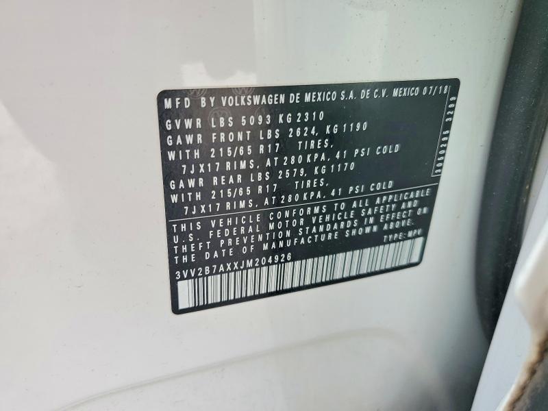 Aukcja sprzedaży 2018 Volkswagen Tiguan, vin: 3VV2B7AXXJM204926, numer aukcji: 76325905