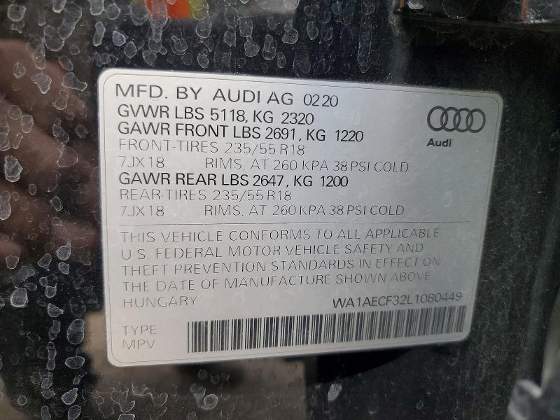 Продажа на аукционе авто 2020 Audi Q3 Premium, vin: WA1AECF32L1080449, номер лота: 76351875