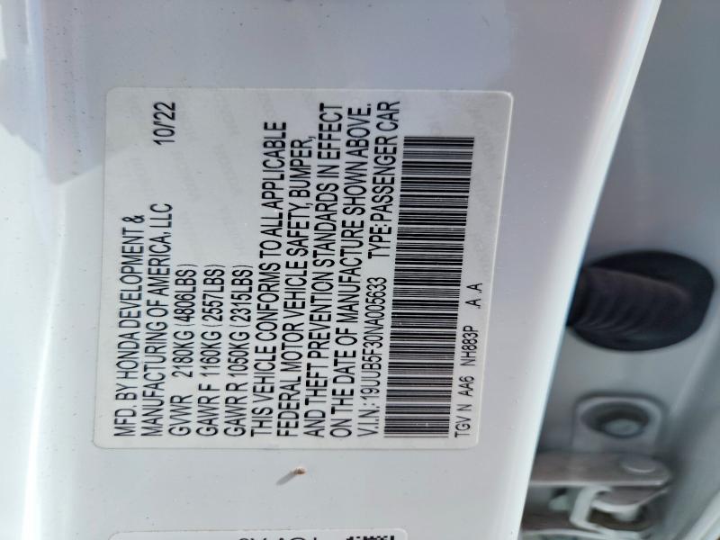 78620195 :رقم المزاد ، 19UUB5F30NA005633 vin ، 2022 Acura Tlx مزاد بيع