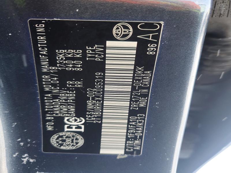 75516925 :رقم المزاد ، 2T1BURHEXJC095319 vin ، 2018 Toyota Corolla L مزاد بيع
