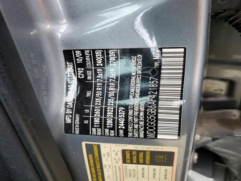 76666945 :رقم المزاد ، WDCGG5GB6AF421857 vin ، 2010 Mercedes-benz Glk مزاد بيع