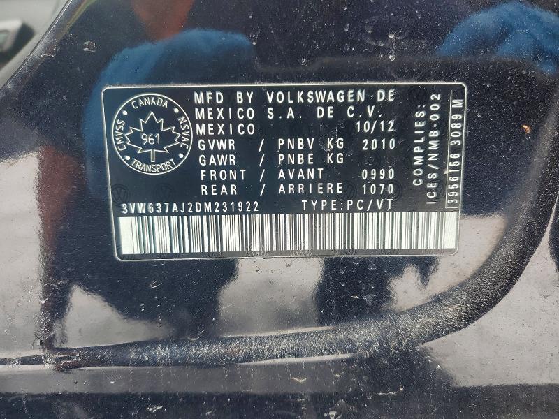 Aukcja sprzedaży 2013 Volkswagen Jetta, vin: 3VW637AJ2DM231922, numer aukcji: 78439995