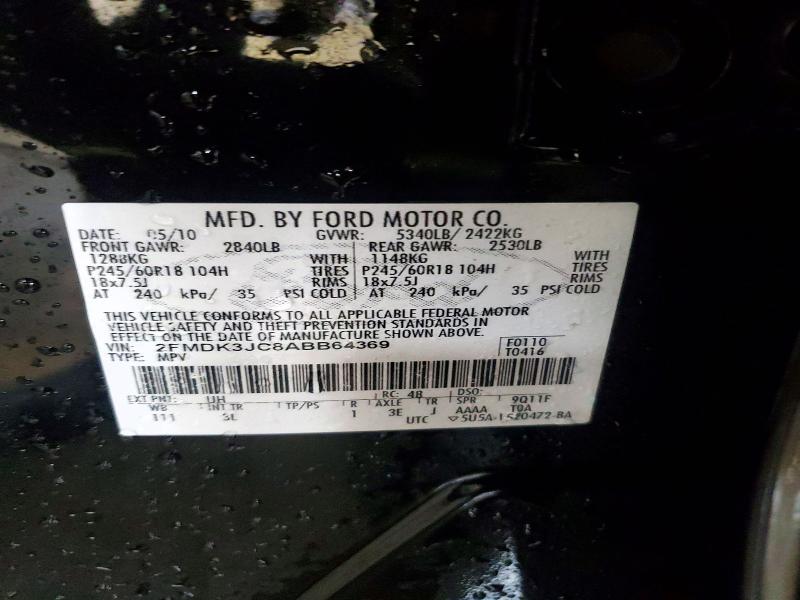 2010 Ford Edge მანქანა იყიდება აუქციონზე, vin: 2FMDK3JC8ABB64369, აუქციონის ნომერი: 78167735