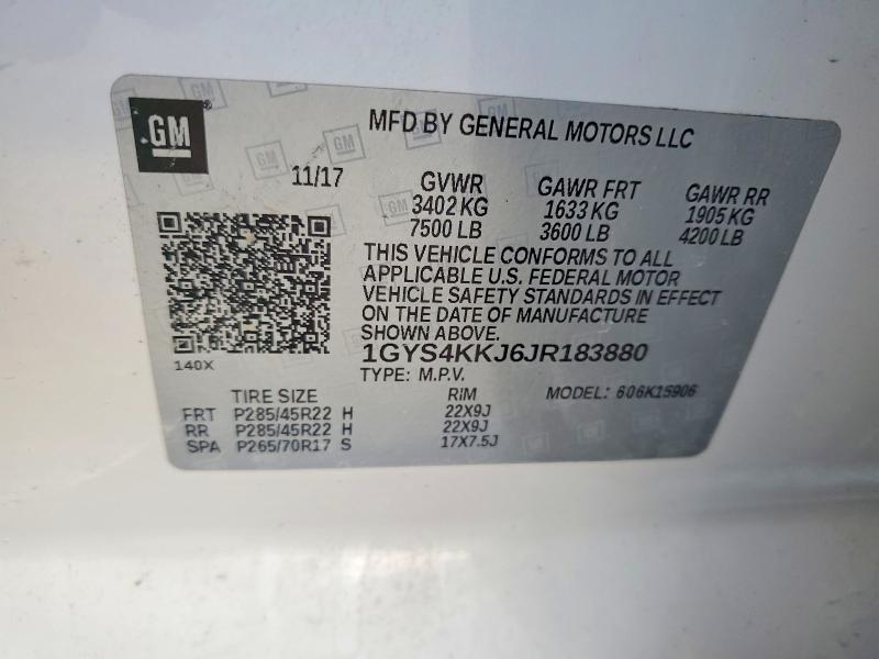 Продаж на аукціоні авто 2018 Cadillac Escalade, vin: 1GYS4KKJ6JR183880, номер лоту: 77225275