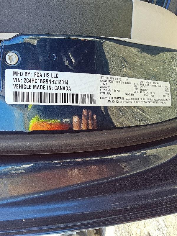 79173675 :رقم المزاد ، 2C4RC1BG9NR218014 vin ، 2022 Chrysler Pacifica مزاد بيع