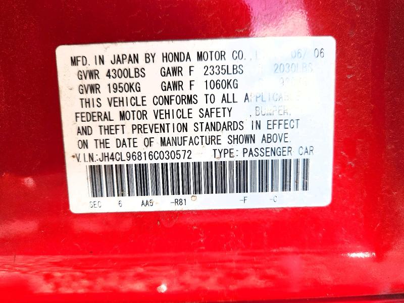 Продажа на аукционе авто 2006 Acura Tsx, vin: JH4CL96816C030572, номер лота: 78450265