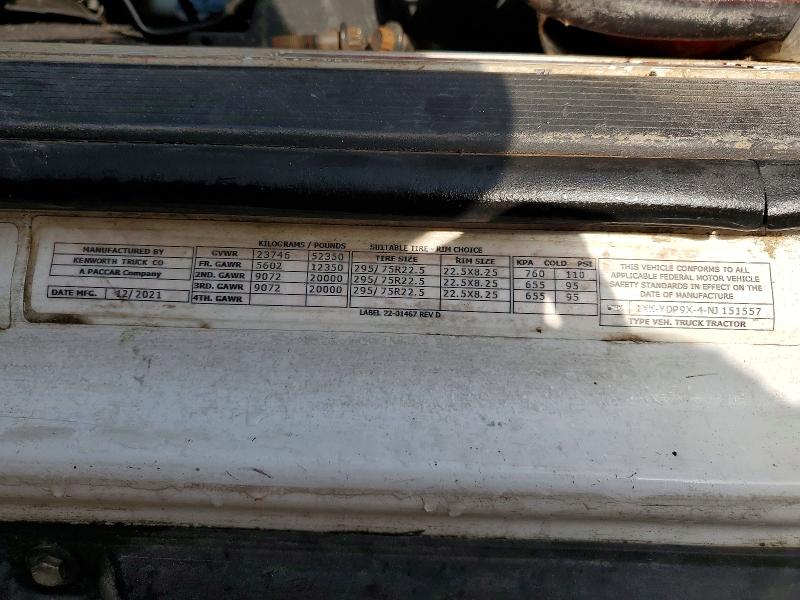 Aukcja sprzedaży 2022 Kenworth Construction, vin: 1XKYDP9X4NJ151557, numer aukcji: 78148375