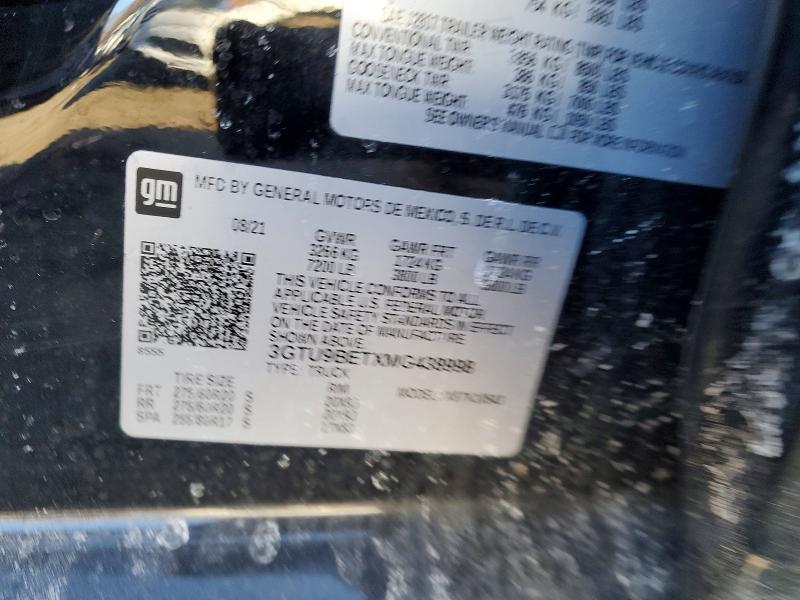 Aukcja sprzedaży 2021 Gmc Sierra, vin: 3GTU9BETXMG438998, numer aukcji: 76209555
