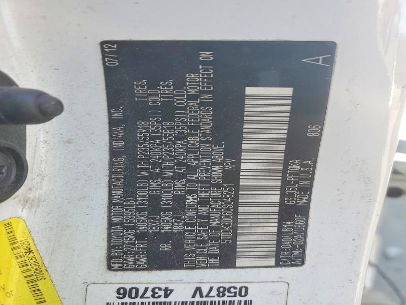 Продаж на аукціоні авто 2012 Toyota Sienna, vin: 5TDDK3DC6CS048251, номер лоту: 76767735