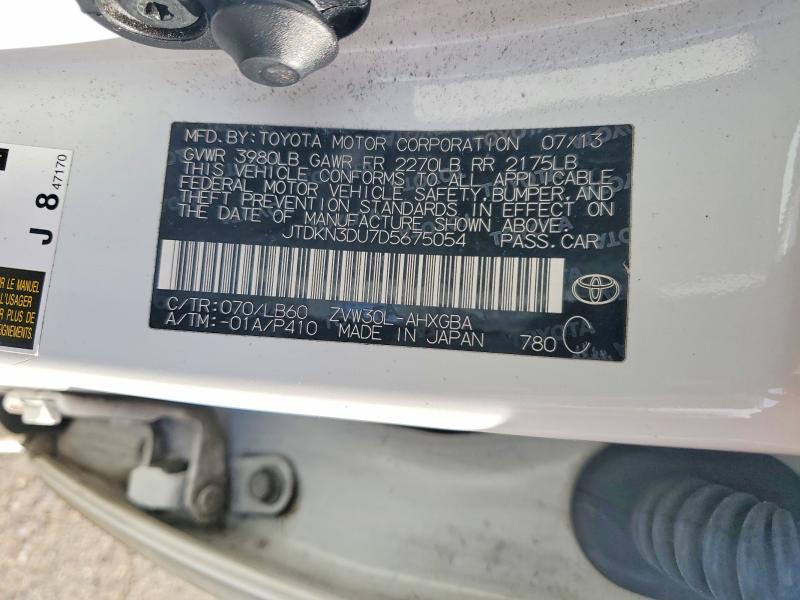 79074815 :رقم المزاد ، JTDKN3DU7D5675054 vin ، 2013 Toyota Prius مزاد بيع
