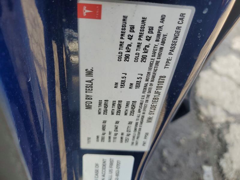 2018 Tesla Model 3 მანქანა იყიდება აუქციონზე, vin: 5YJ3E1EB1JF101078, აუქციონის ნომერი: 78757805