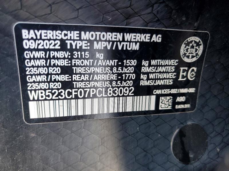 2023 Bmw Ix მანქანა იყიდება აუქციონზე, vin: WB523CF07PCL83092, აუქციონის ნომერი: 77647295