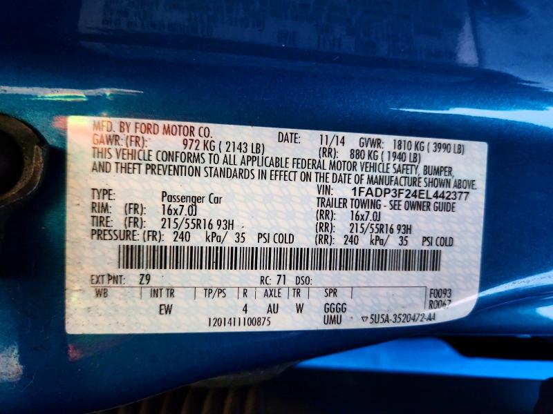 Продаж на аукціоні авто 2014 Ford Focus Se, vin: 1FADP3F24EL442377, номер лоту: 76755875