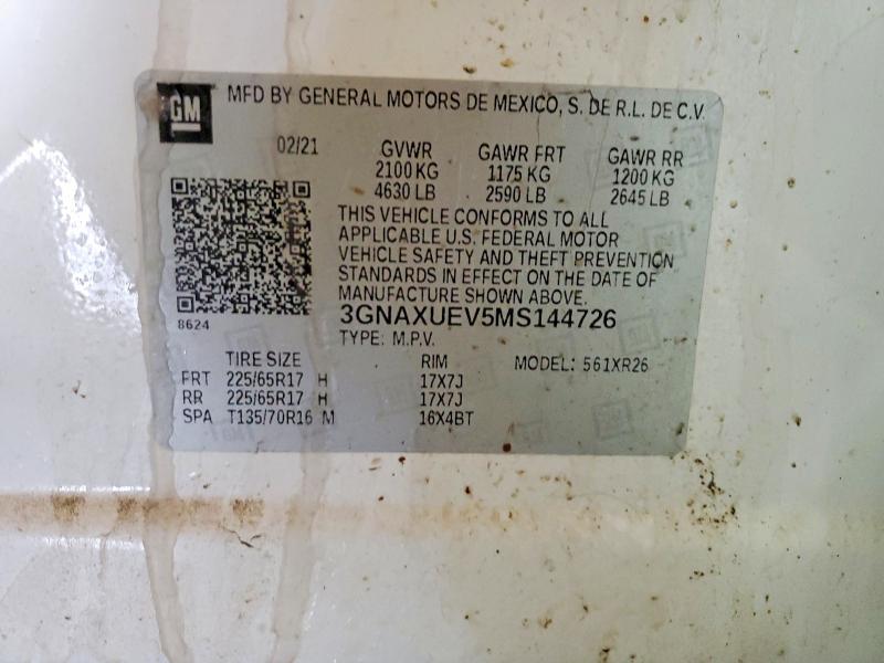 Продажа на аукционе авто 2021 Chevrolet Equinox, vin: 3GNAXUEV5MS144726, номер лота: 75265285