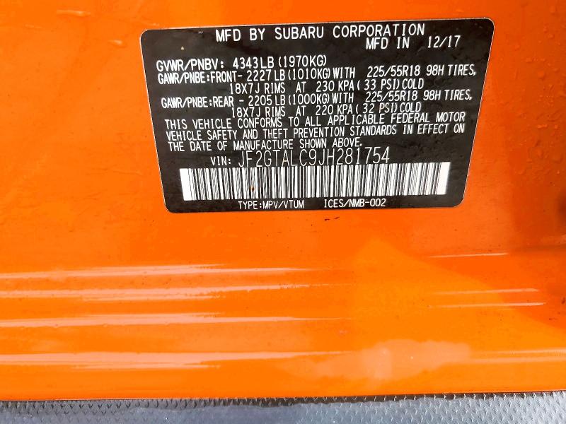 Продажа на аукционе авто 2018 Subaru Crosstrek, vin: JF2GTALC9JH281754, номер лота: 77909965