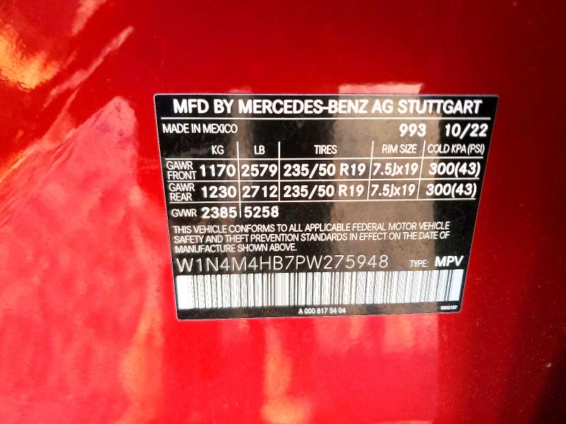 78740045 :رقم المزاد ، W1N4M4HB7PW275948 vin ، 2023 Mercedes-benz Glb مزاد بيع
