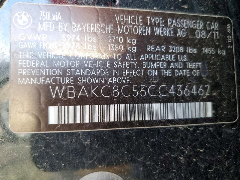 75663035 :رقم المزاد ، WBAKC8C55CC436462 vin ، 2012 Bmw 750 مزاد بيع