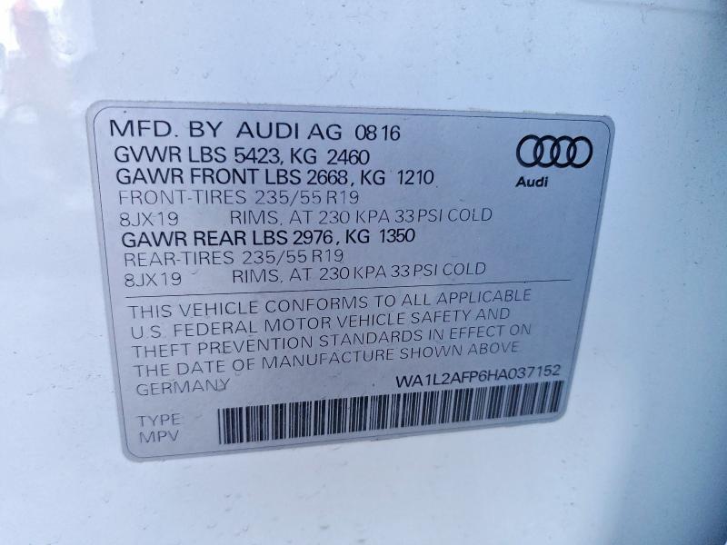 Aukcja sprzedaży 2017 Audi Q5, vin: WA1L2AFP6HA037152, numer aukcji: 75816475