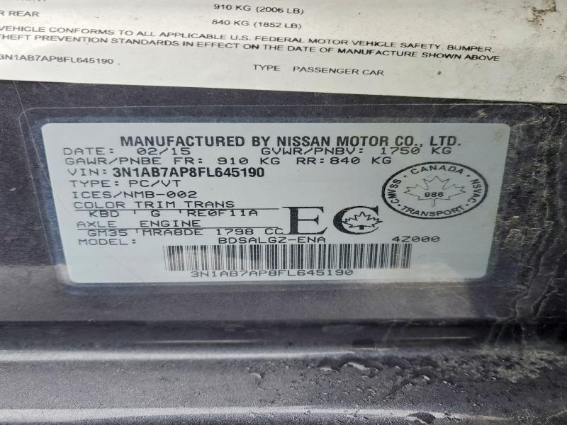 Продаж на аукціоні авто 2015 Nissan Sentra, vin: 3N1AB7AP8FL645190, номер лоту: 78629745