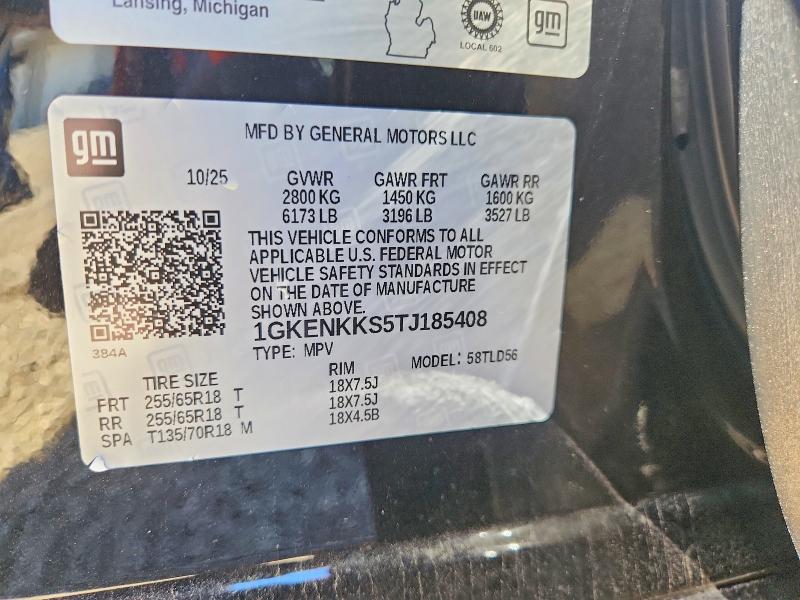 2026 Gmc Acadia მანქანა იყიდება აუქციონზე, vin: 1GKENKKS5TJ185408, აუქციონის ნომერი: 75633945