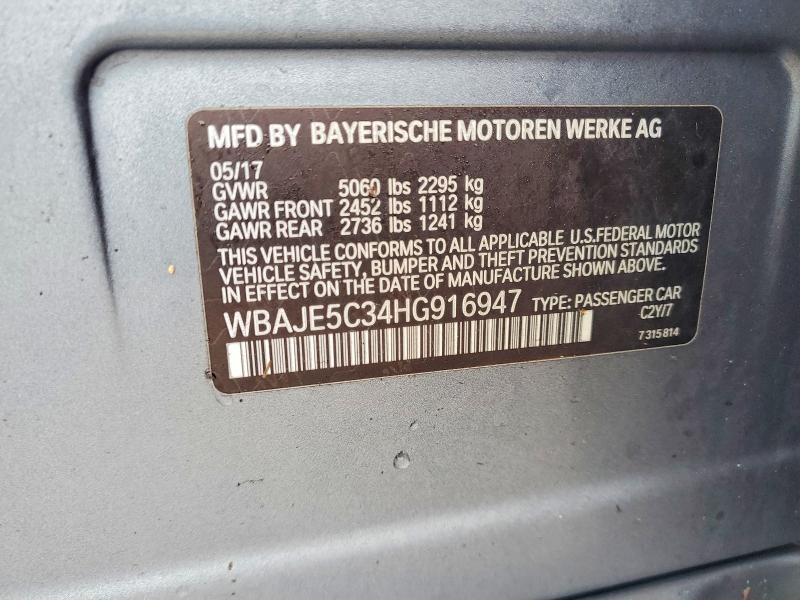 78367905 :رقم المزاد ، WBAJE5C34HG916947 vin ، 2017 Bmw 540 مزاد بيع