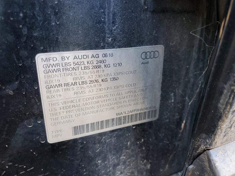77112225 :رقم المزاد ، WA1L2AFP9HA040918 vin ، 2017 Audi Q5 مزاد بيع