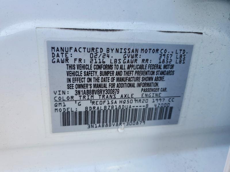 2024 Nissan Sentra მანქანა იყიდება აუქციონზე, vin: 3N1AB8BV8RY300879, აუქციონის ნომერი: 77688045