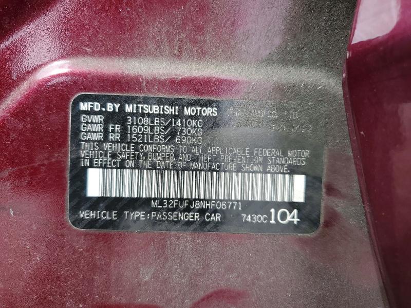 Продаж на аукціоні авто 2022 Mitsubishi Mirage, vin: ML32FUFJ8NHF06771, номер лоту: 78540125