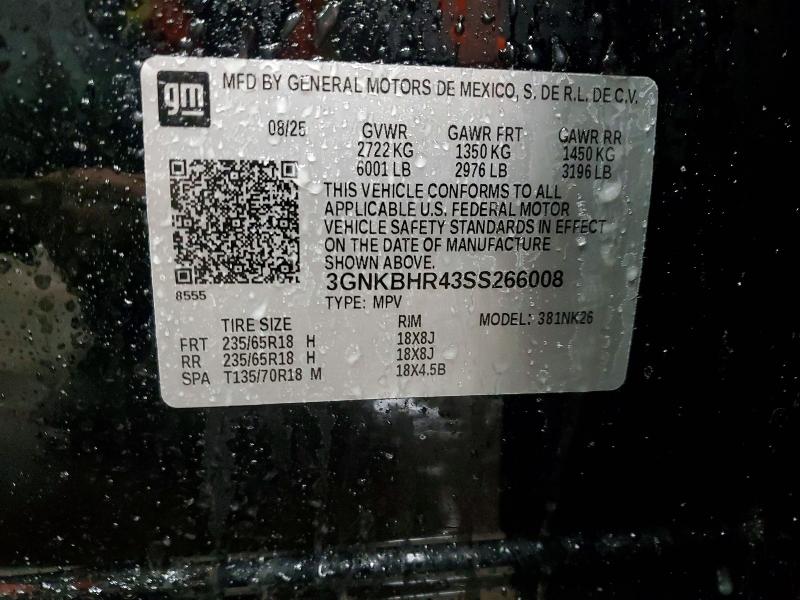 76442165 :رقم المزاد ، 3GNKBHR43SS266008 vin ، 2025 Chevrolet Blazer مزاد بيع