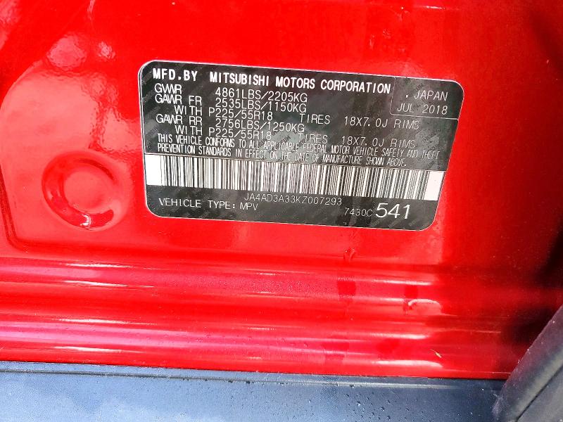 Продаж на аукціоні авто 2019 Mitsubishi Outlander, vin: JA4AD3A33KZ007293, номер лоту: 79367545